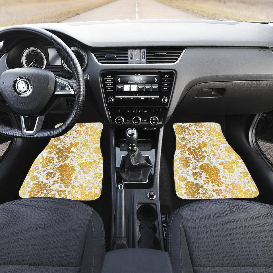 Gold Grape Pattern Front And Back Car Mats