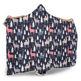 Deers Winter Christmas Pattern Hooded Blanket