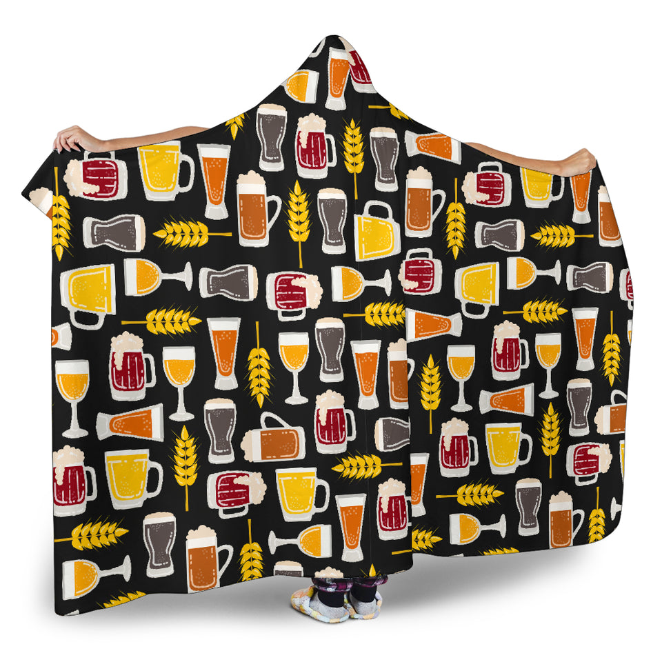 Beer Type Pattern Hooded Blanket