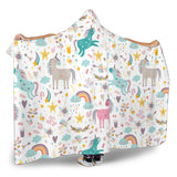 Colorful Unicorn Pattern Hooded Blanket