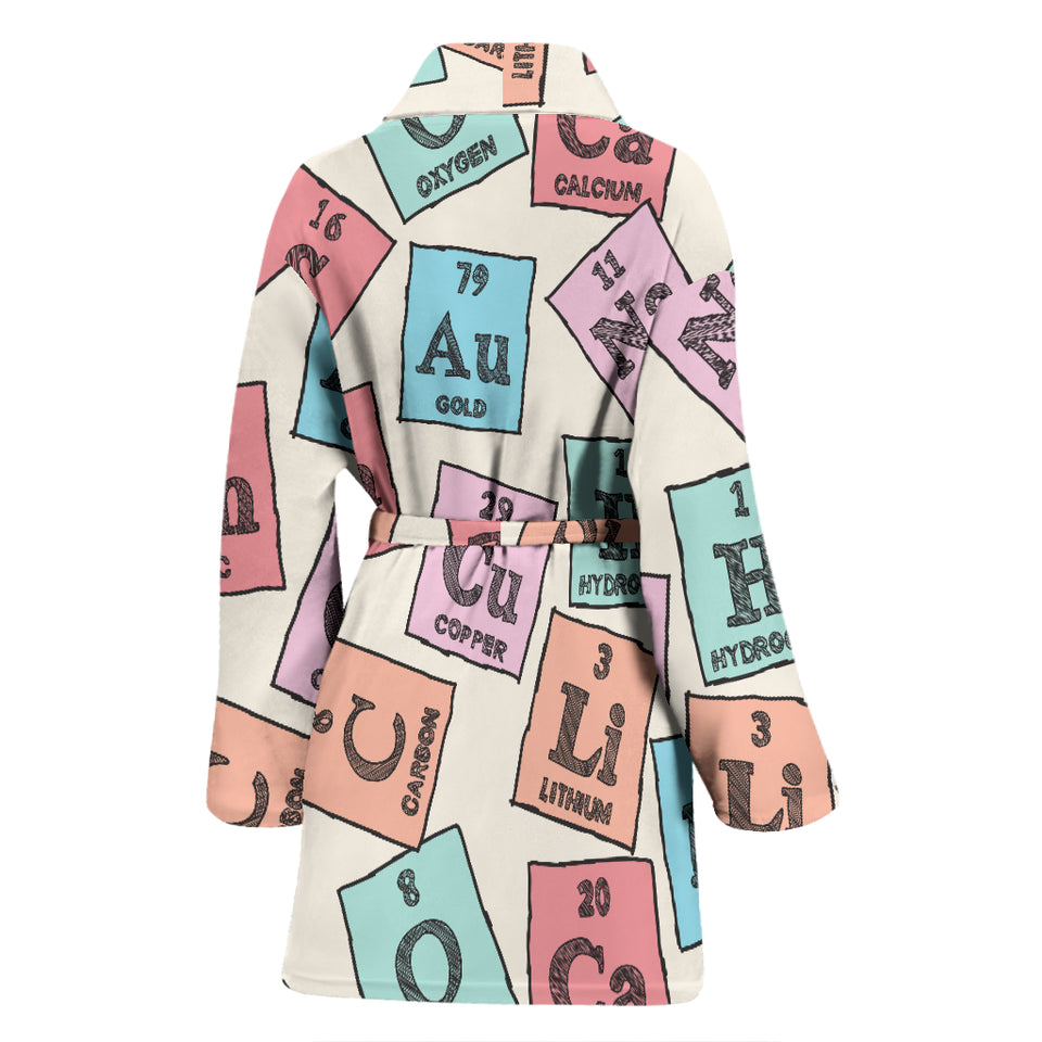 Chemistry Periodic Table Pattern Print Design 02 Women's Bathrobe