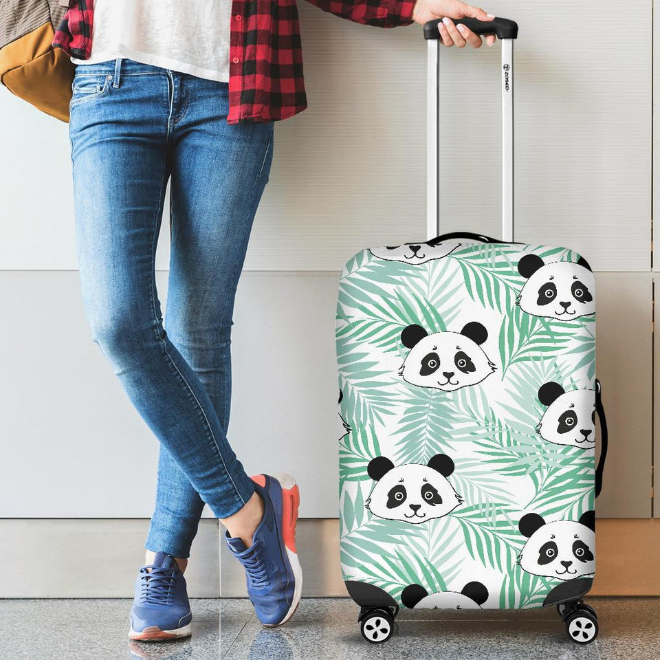 Panda Pattern Tropical Leaves Background Cabin Suitcases Luggages