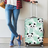 Panda Pattern Tropical Leaves Background Cabin Suitcases Luggages