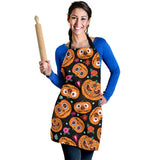 Pumpkin Flowers Spiderweb Halloween Theme Adjustable Apron