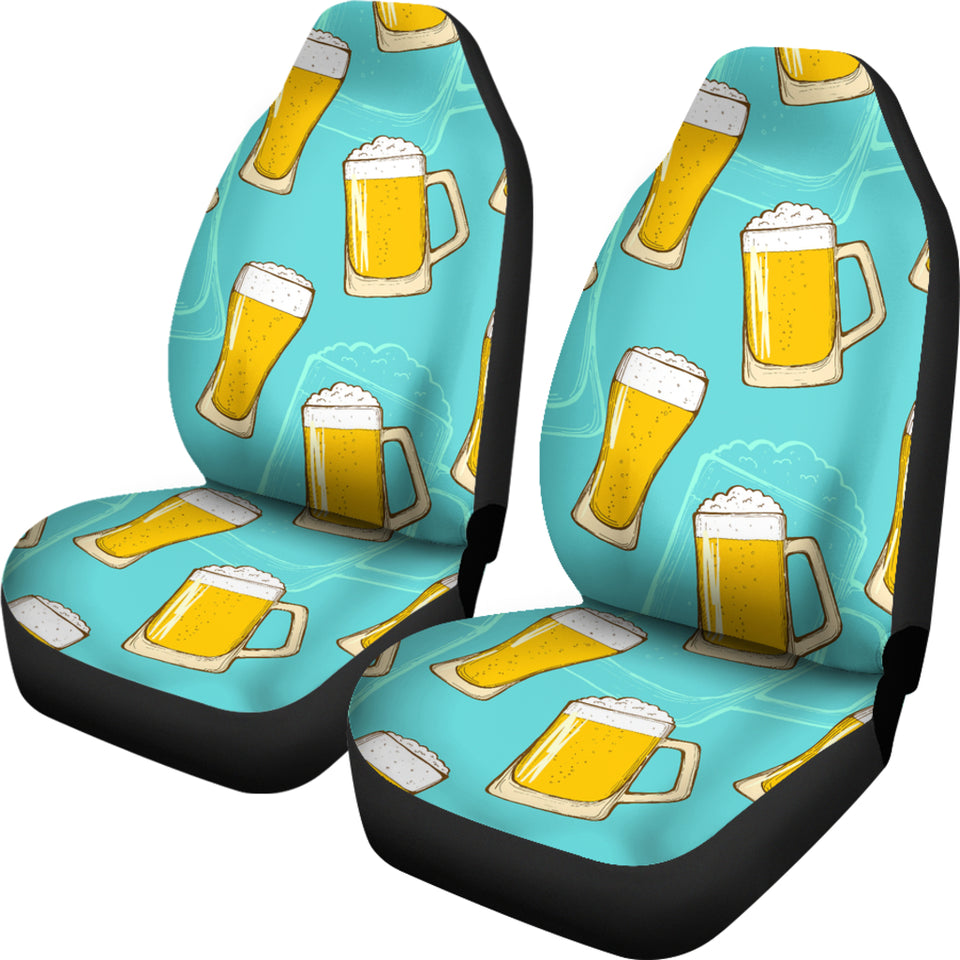 Beer Pattern Green Background  Universal Fit Car Seat Covers