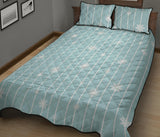 Snowflake pattern blue stripe background Quilt Bed Set