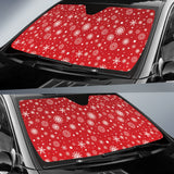 Snowflake Pattern Red Background Car Sun Shade