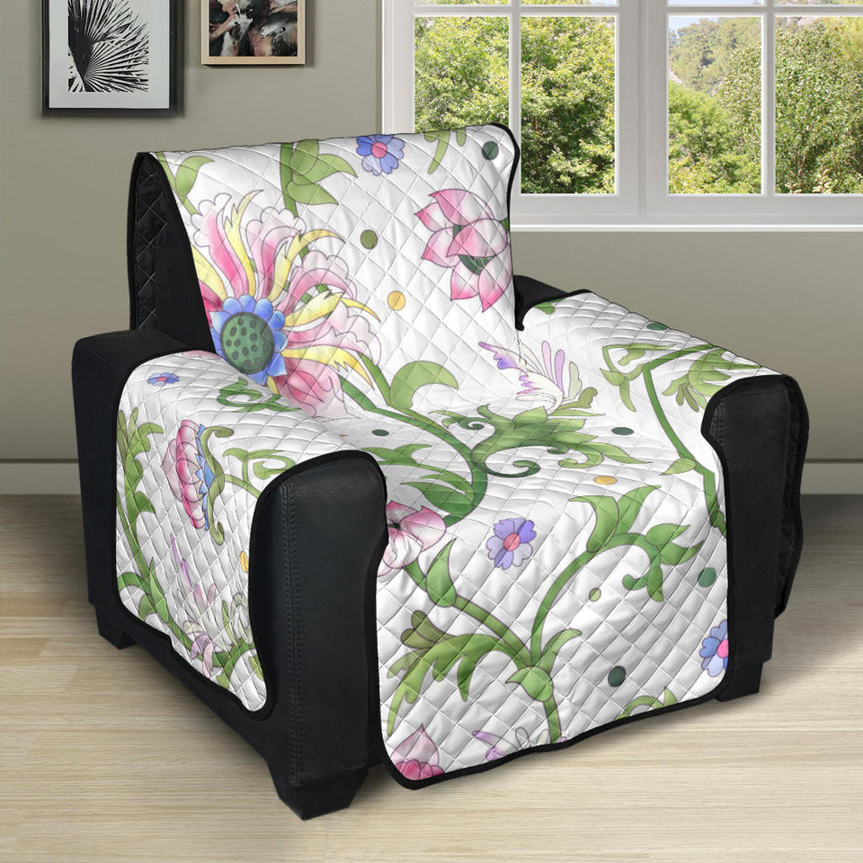 Beautiful pink lotus waterlily leaves pattern Recliner Cover Protector