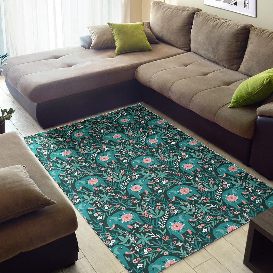 Elephants Jungle Pattern Area Rug
