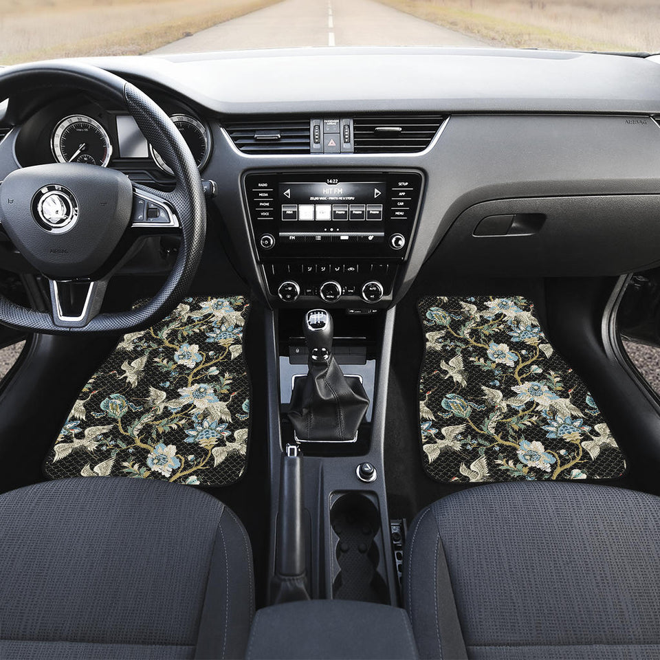 Japanese Crane Ornament Elements Front Car Mats