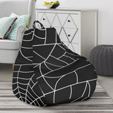 Spider Web Pattern Black Background White Cobweb Bean Bag Cover
