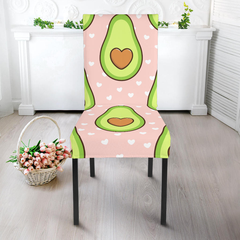 Avocado Heart Pink Background Dining Chair Slipcover