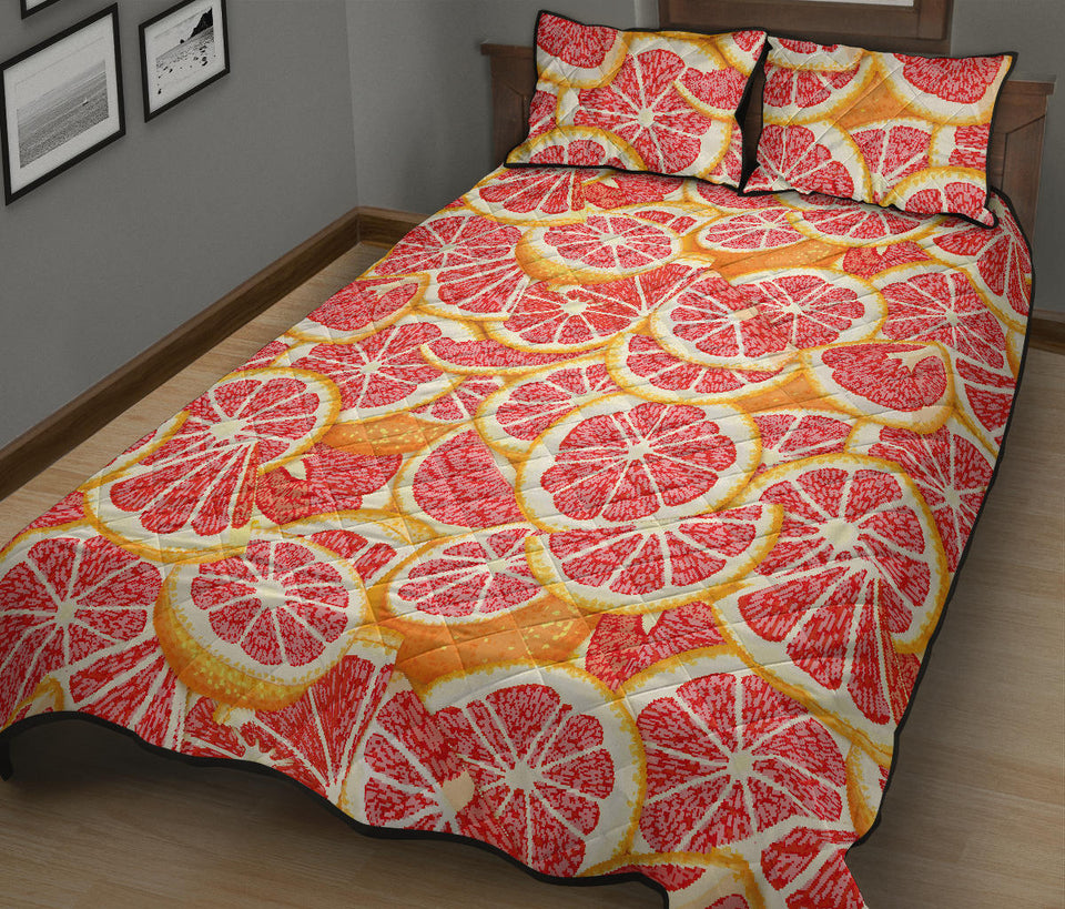 Tropical grapefruit pattern Quilt Bed Set