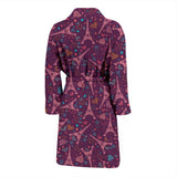 Eiffel Tower Heart Pattern Print Design 04 Men's Bathrobe