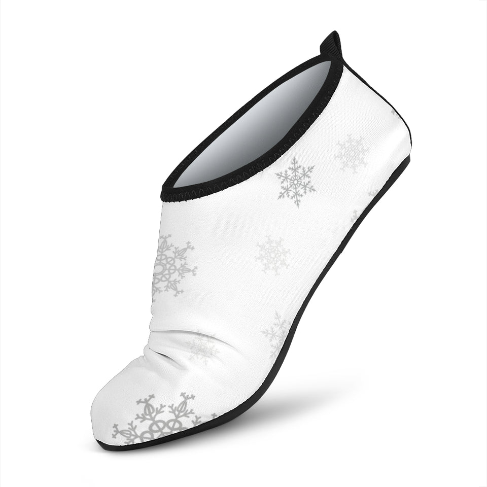 Snowflake Pattern White Background Aqua Shoes