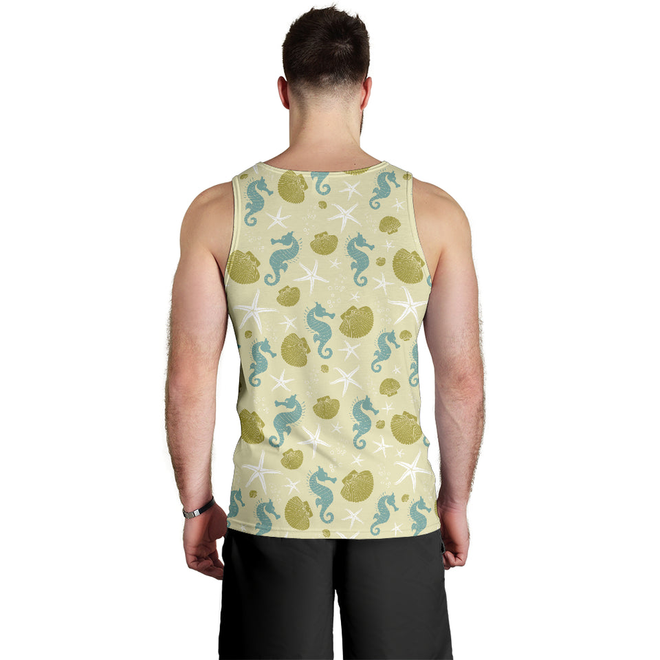 Seahorse shell starfish pattern background Men Tank Top