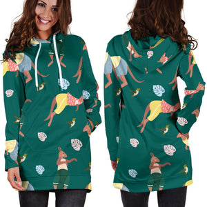 Kangaroo Leaves Pattern Women'S Hoodie Dress