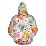 Clock Butterfly Pattern Zip Up Hoodie