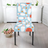 Bowling Ball Bowling Pins Blue Blackground Dining Chair Slipcover