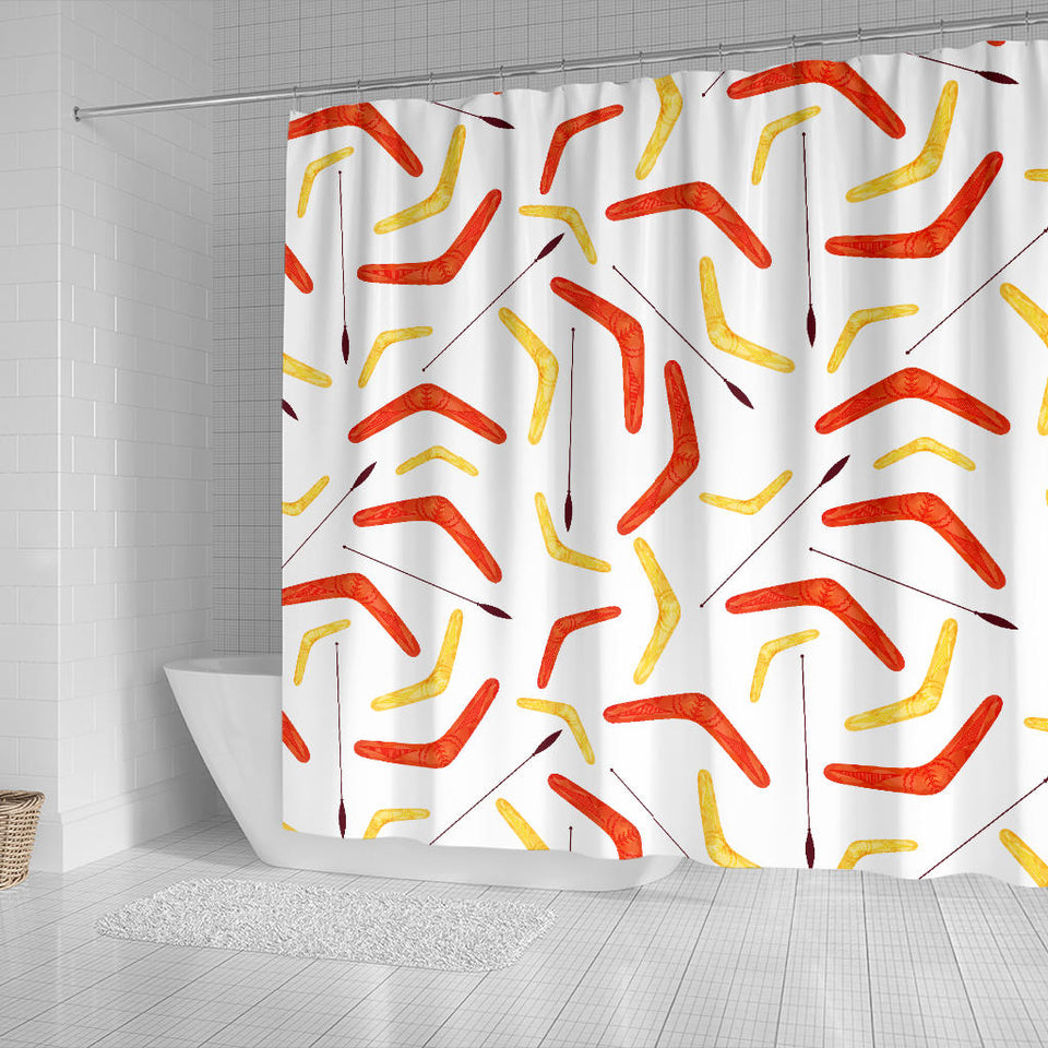 Waterclor Boomerang Australian Aboriginal Ornament Shower Curtain Fulfilled In US
