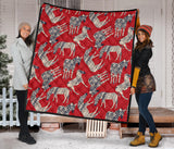 Zebra Abstract Red Background Premium Quilt