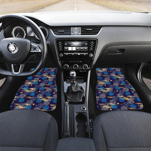 Blue Japanese Pattern Cloud Wave Flower Front Car Mats