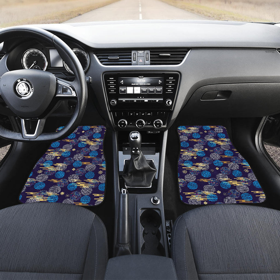 Blue Japanese Pattern Cloud Wave Flower Front Car Mats