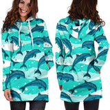 Dolphin Sea Pattern Women'S Hoodie Dress