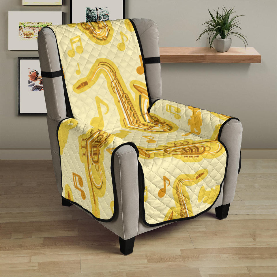 Saxophone cornet pattern yellow background Chair Cover Protector