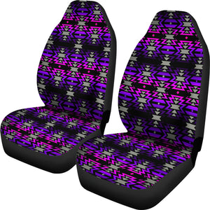 Black Fire Pink And Purple  Set Of 2 Car Seat Covers