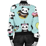 Cute Baby Panda Pattern Women'S Bomber Jacket