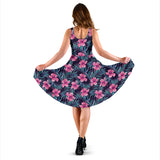Hibiscus Pattern Print Design 05 Sleeveless Midi Dress