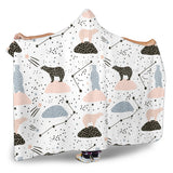 Polar Bears Star Poka Dot Pattern Hooded Blanket