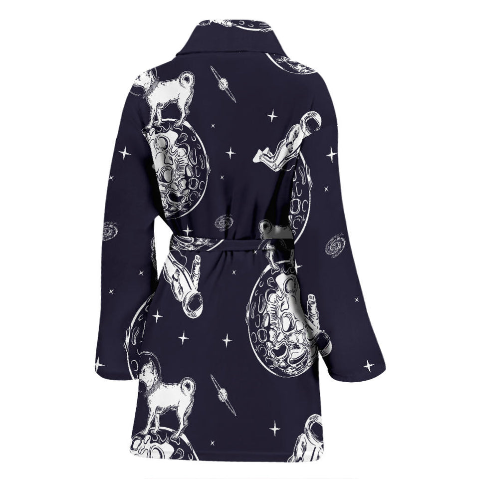 Chihuahua Space Helmet Astronaut Pattern Women'S Bathrobe