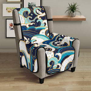 Japanese wave pattern Chair Cover Protector