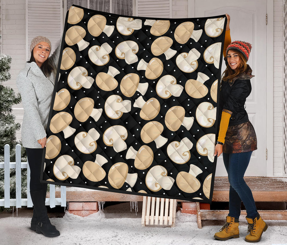 Champignon Mushroom Pattern Premium Quilt
