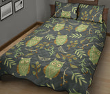 Cute owls leaves pattern Quilt Bed Set