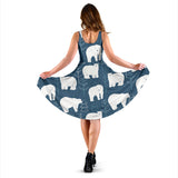 Polar Bear Mother Her Child Pattern Sleeveless Midi Dress