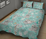 Cute koalas blue background pattern Quilt Bed Set