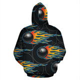 Bowling Balls Flame Pattern Zip Up Hoodie