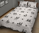 Cute french bulldog paw pattern Quilt Bed Set