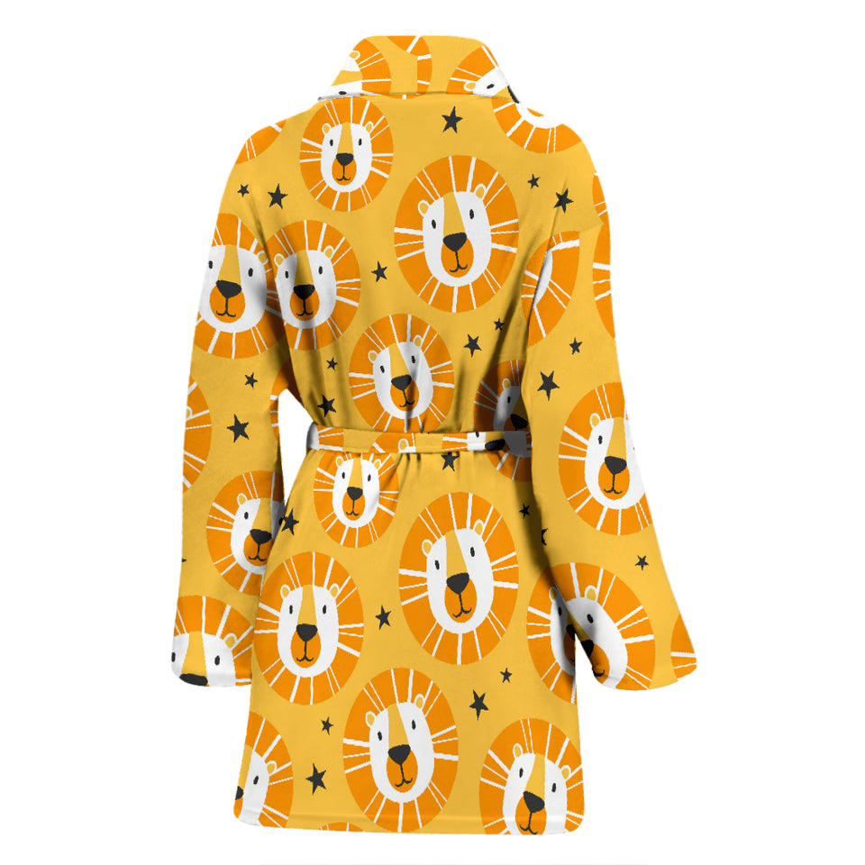 Lion Pattern Print Design 03 Women's Bathrobe