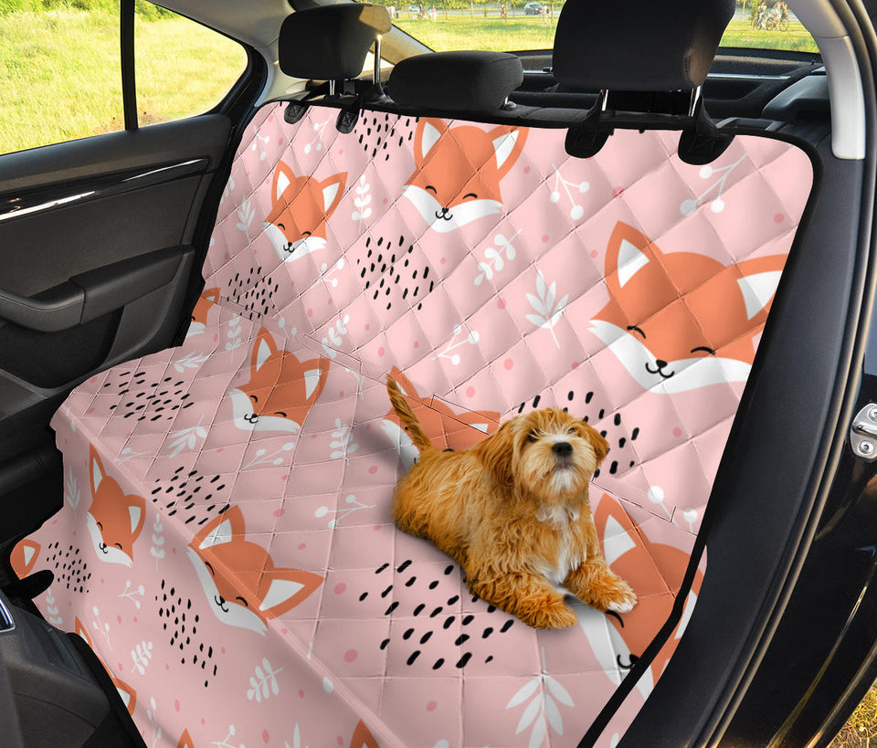 Cute Fox Pattern Pink Background Dog Car Seat Covers