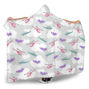 Helicopter Plane Pattern Hooded Blanket