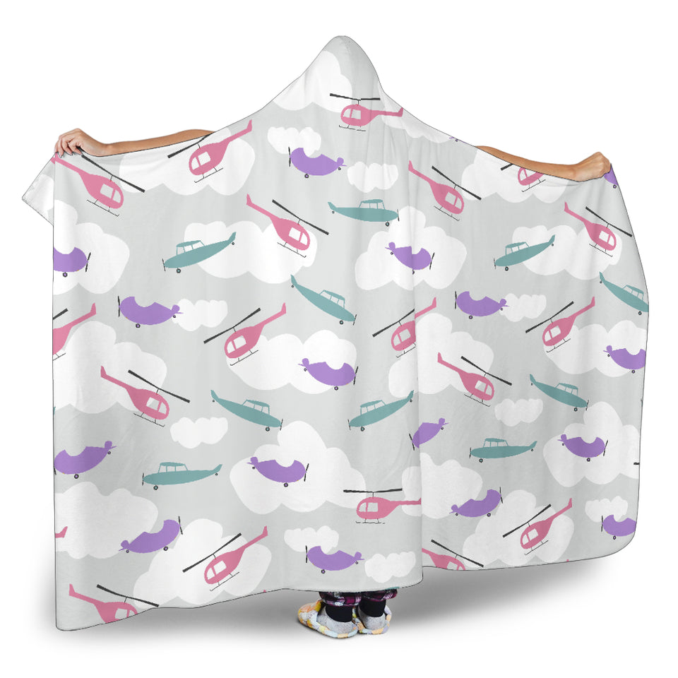 Helicopter Plane Pattern Hooded Blanket