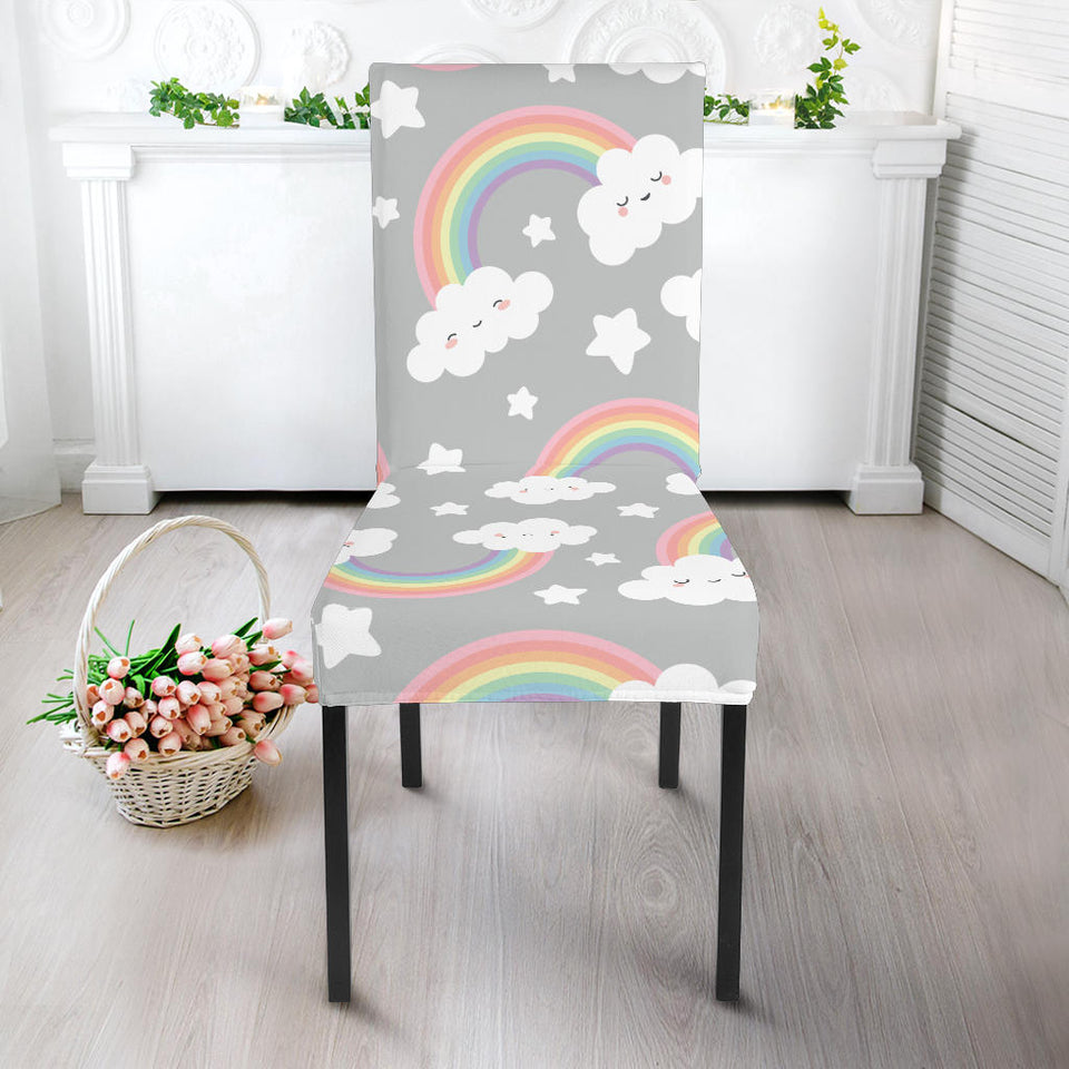 Cute Rainbow Clound Star Pattern Dining Chair Slipcover