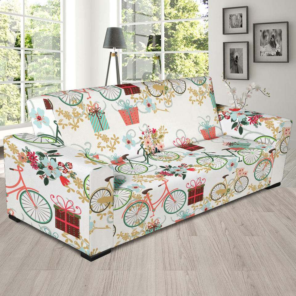 Bicycle Pattern Print Design 05 Sofa Slipcover
