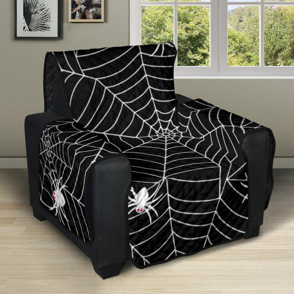 Spider web design pattern Black background white cobweb Recliner Cover Protectorer