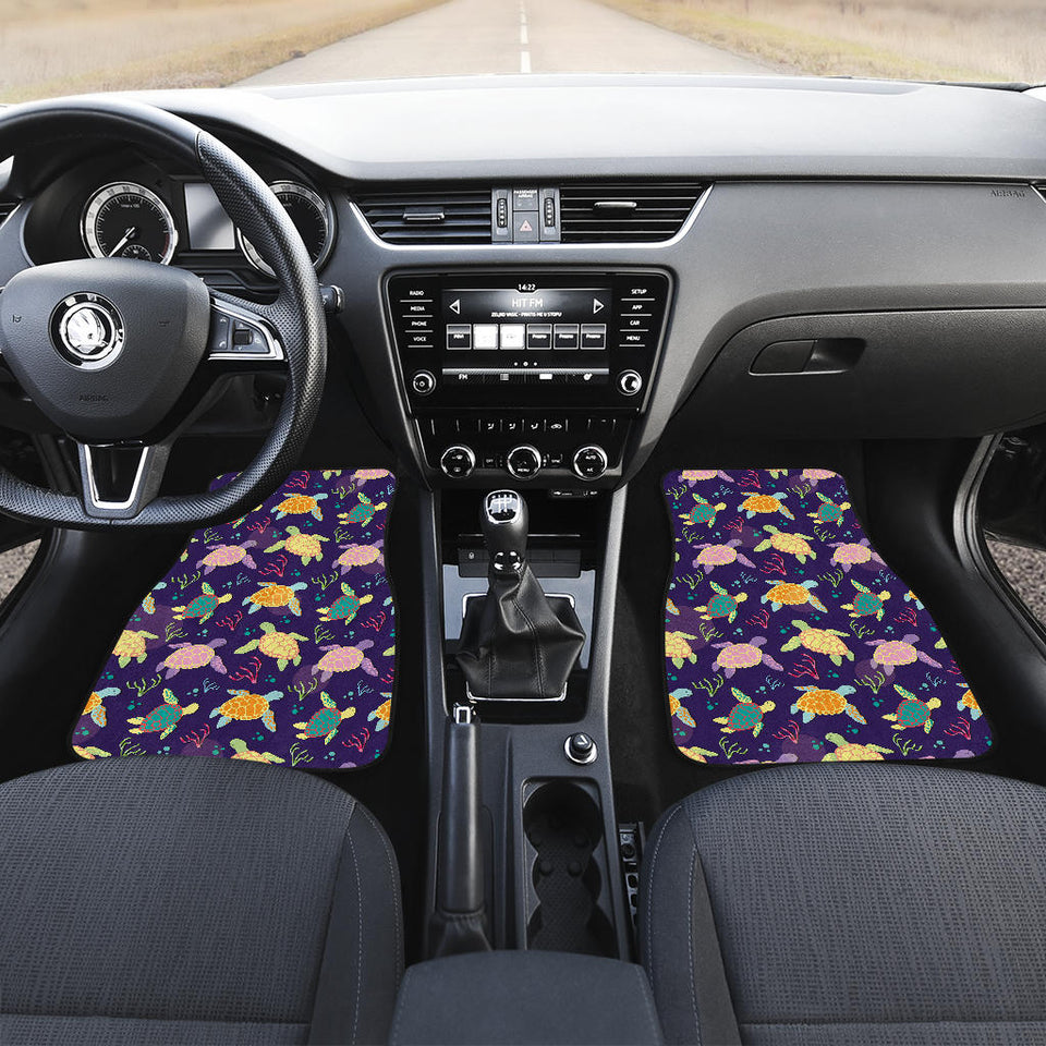 Colorful Sea Turtle Pattern Front Car Mats