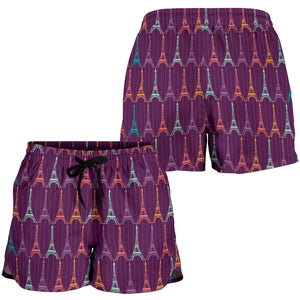 Eiffel Tower Pattern Print Design 05 Women Shorts